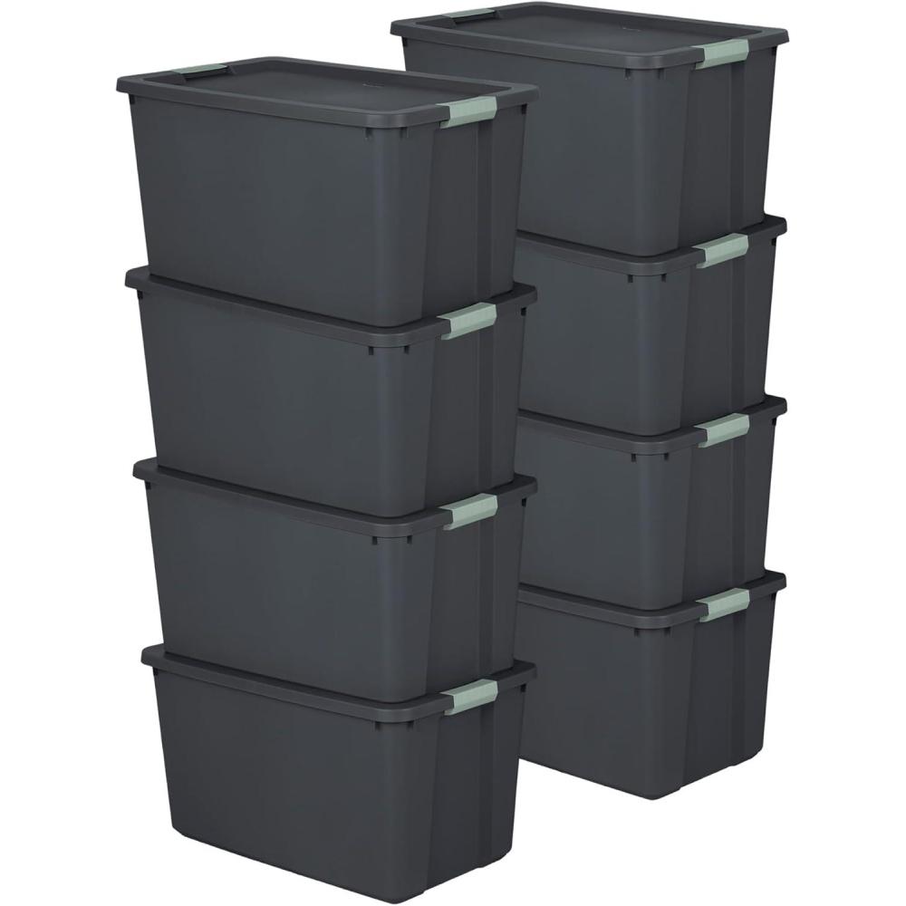 imageSterilite 6 Pack 20 Gallon Latch Tote Stackable Plastic Storage Bin Container GrayGreen8