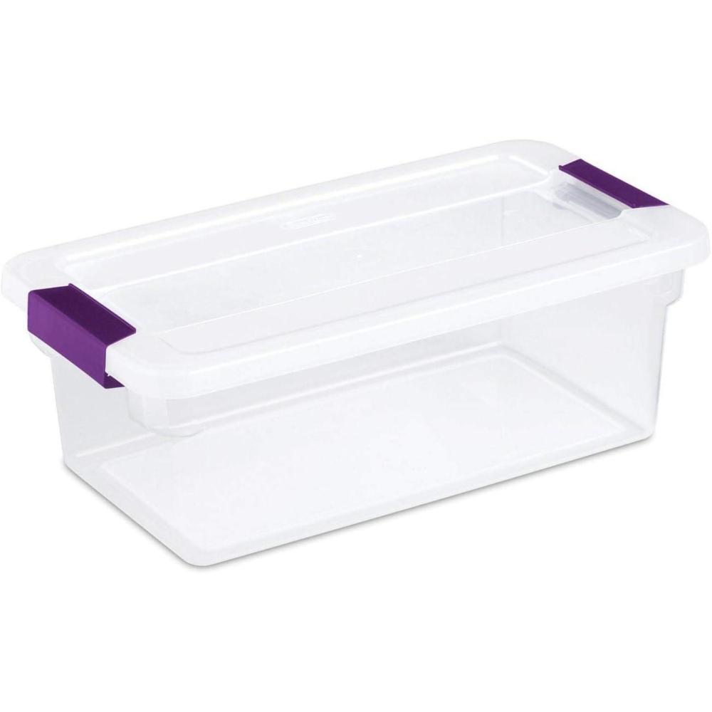 imageSterilite 6 Qt ClearView Latch Storage Box Stackable Bin with Latching Lid Plastic Container to Organize Shoes in Closet Clear Base Lid 12Pack12Pack
