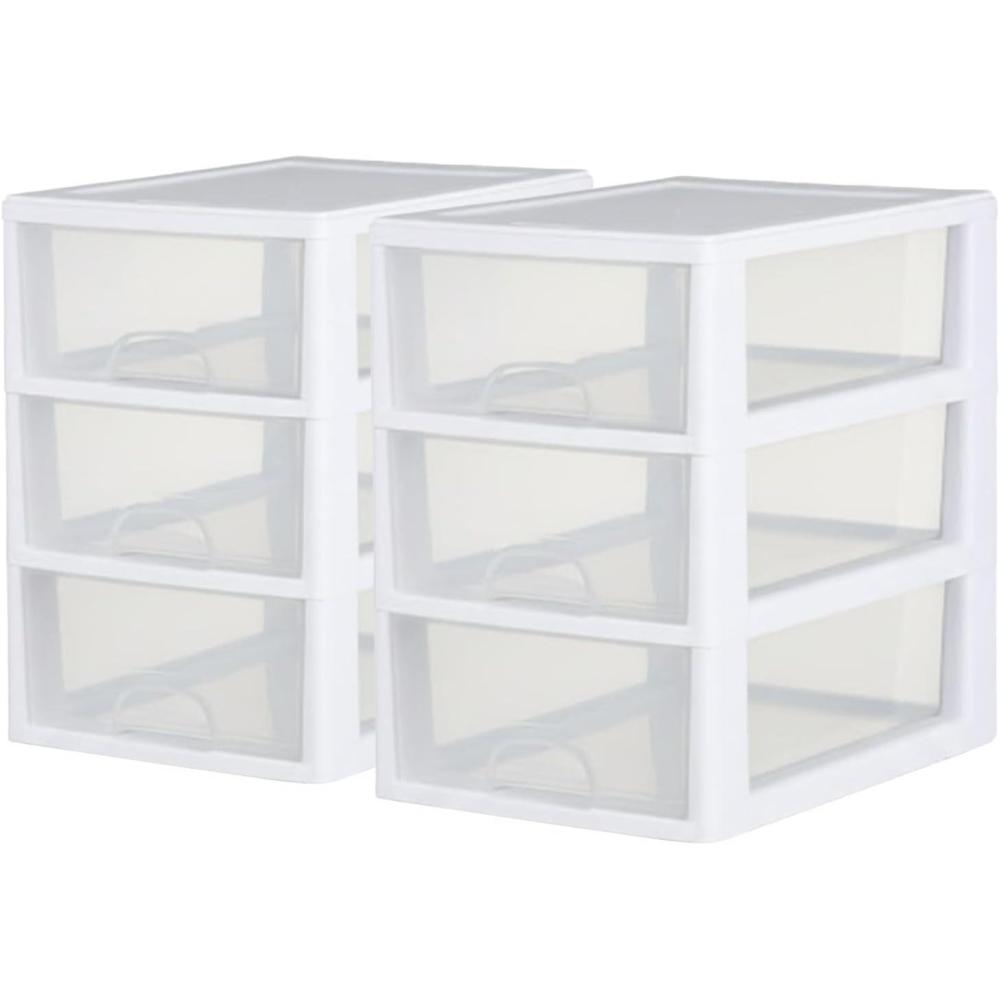 imageSterilite 6Pack 16 Quart Stacking Drawer Clear Storage Closet Organizer White Frame Stackable Modular Plastic Drawers for Clothes Accessories Craft Supplies Shoes or Linens6 Quart