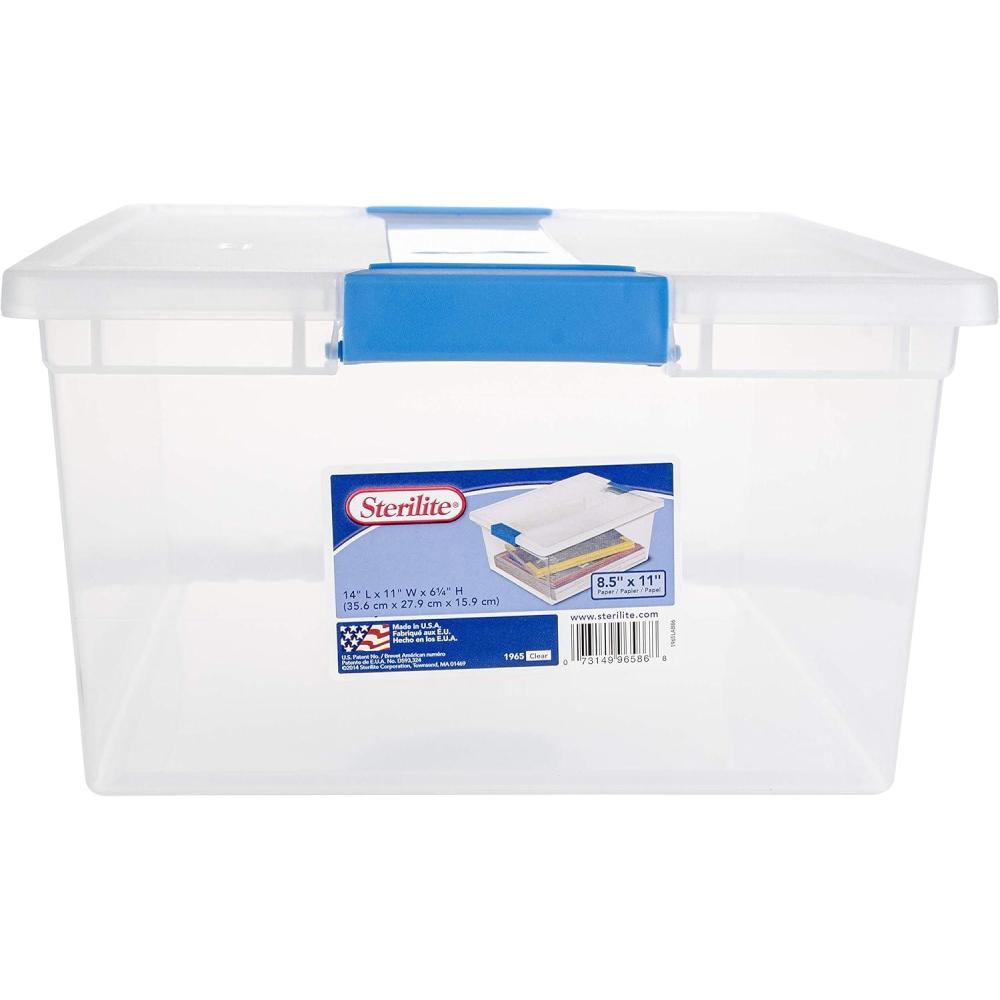 imageSterilite 6Pack Clip Box Stackable Clear Plastic Bins with Latching Lids Mini Writing Arts or Crafts Supplies Storage Containers for Home Office Classroom and Workshop OrganizationDeep