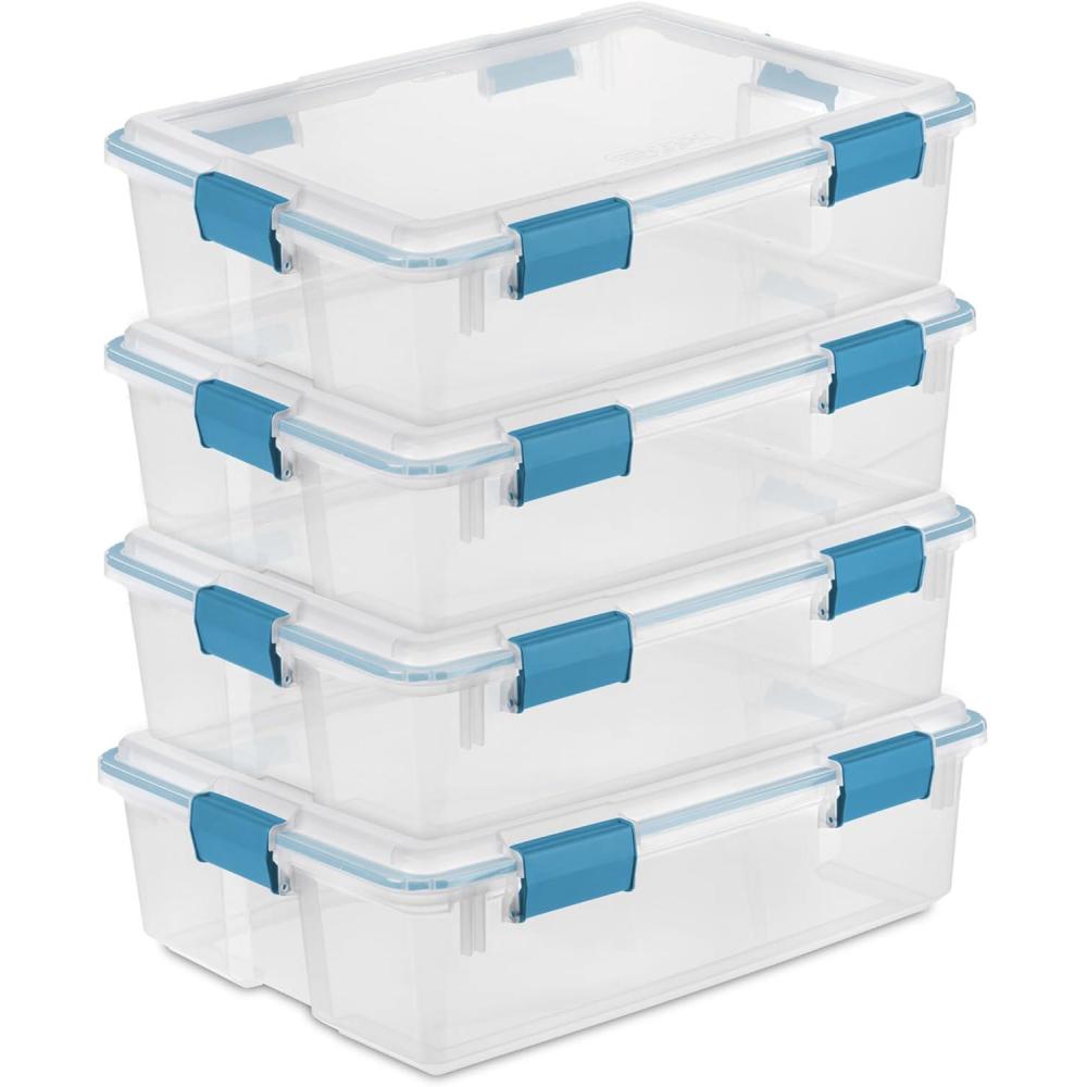imageSterilite 6Pack Gasket Box WeatherResistant Storage Bins with Latching Lids 20 Quart HeavyDuty Organizing Containers for Closet Bathroom and Office37 Quart