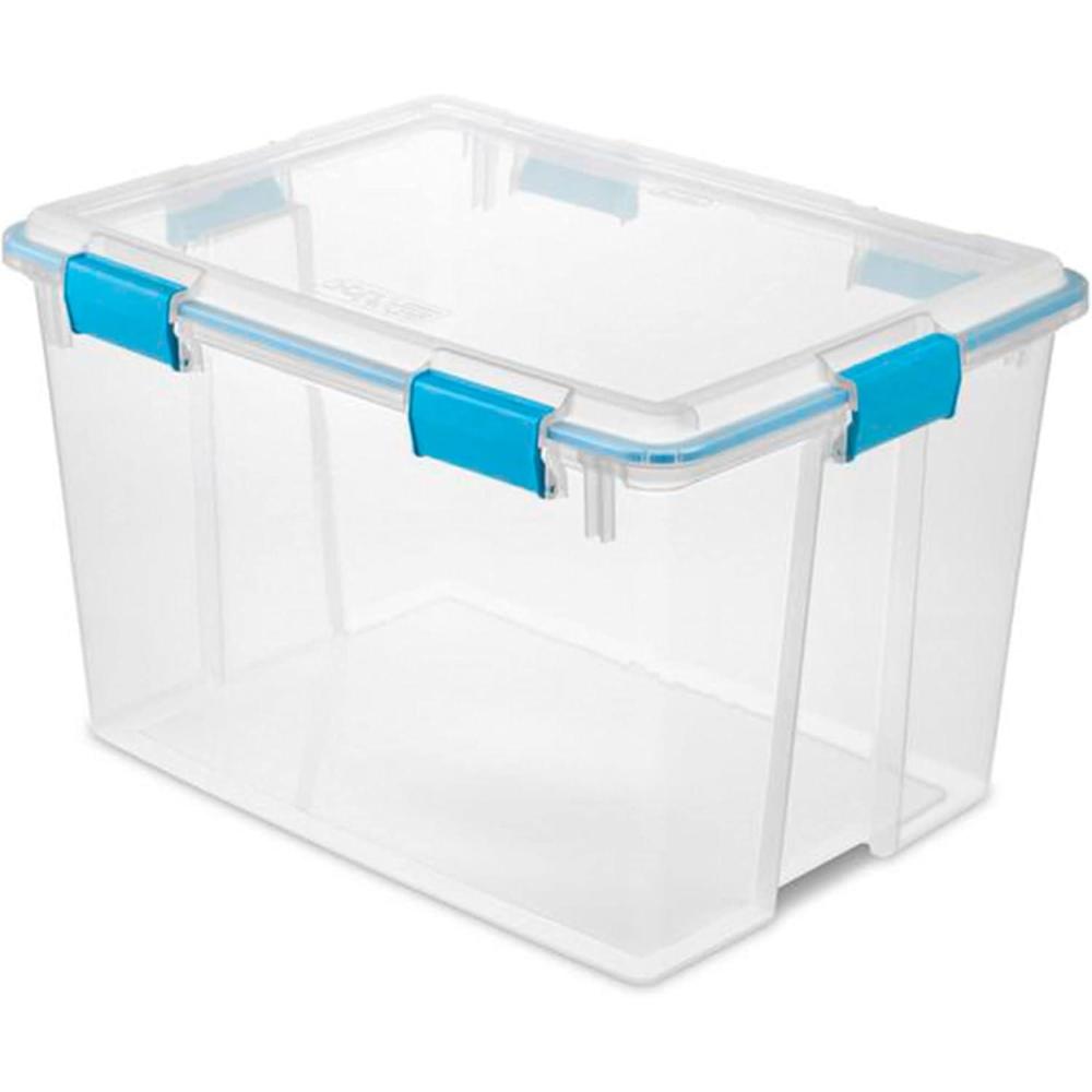 imageSterilite 6Pack Gasket Box WeatherResistant Storage Bins with Latching Lids 20 Quart HeavyDuty Organizing Containers for Closet Bathroom and Office80 Quart