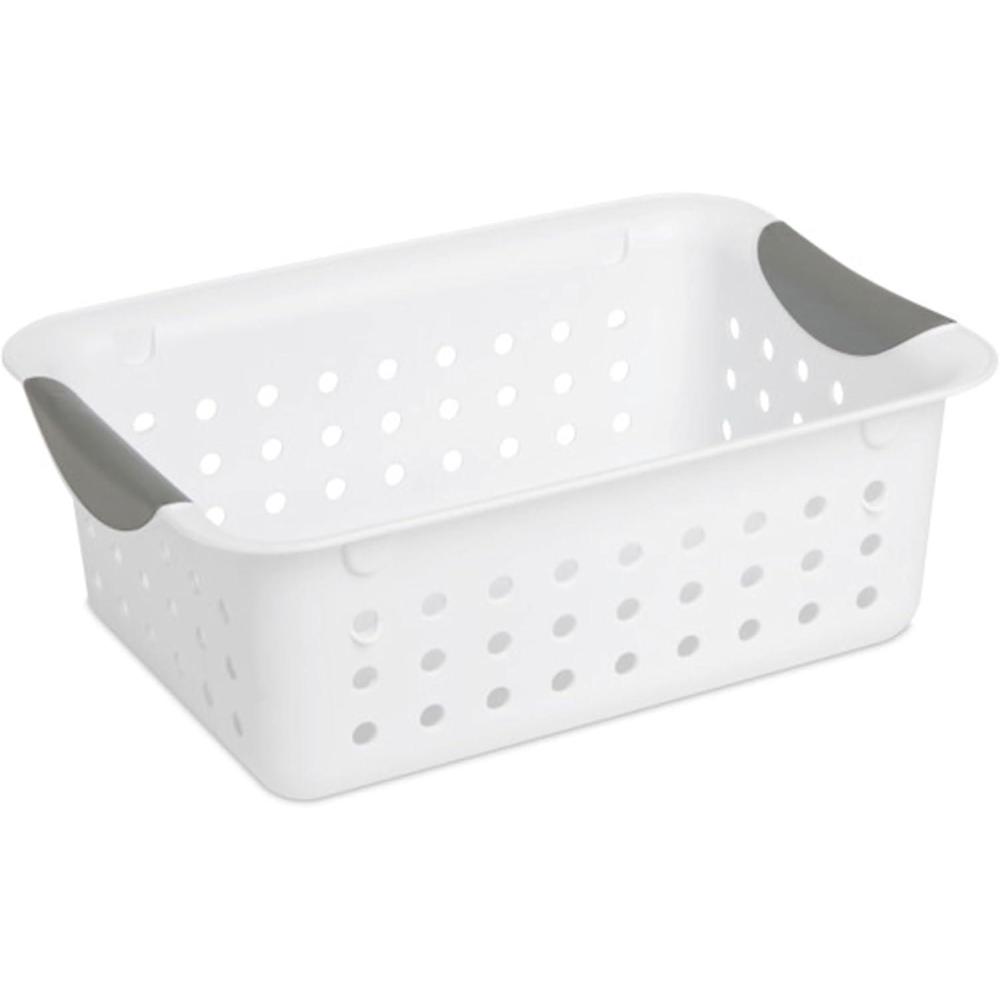 imageSterilite 6Pack Medium Ultra Basket Open Top Plastic Storage Organizer White Classic Baskets for Organizing Countertops Pantry Shelves Kitchen Cabinets Laundry Rooms or Home Offices24 Pack
