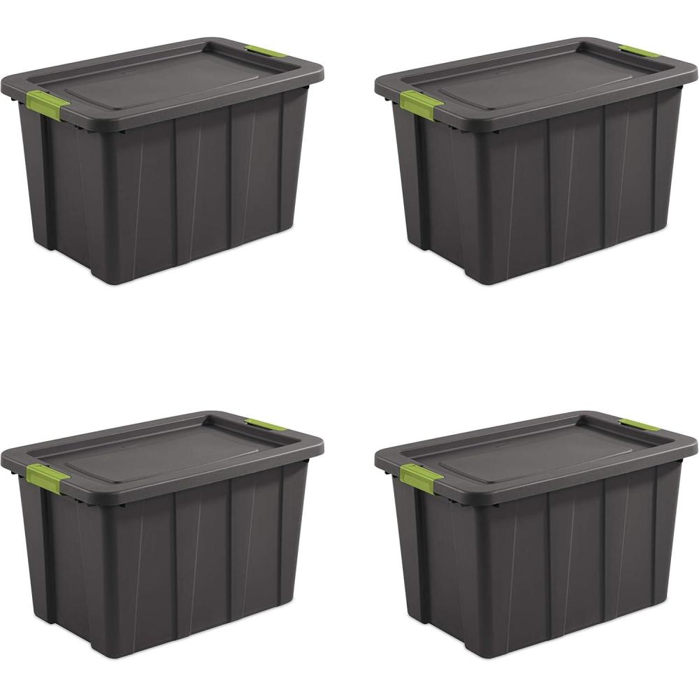 imageSterilite 6Pack Multipurpose Storage Bins with Latching Lids Heavy Duty Tote Bins 18 Gallon Flat Gray  Stackable Plastic Storage Container TubsFlat Grey