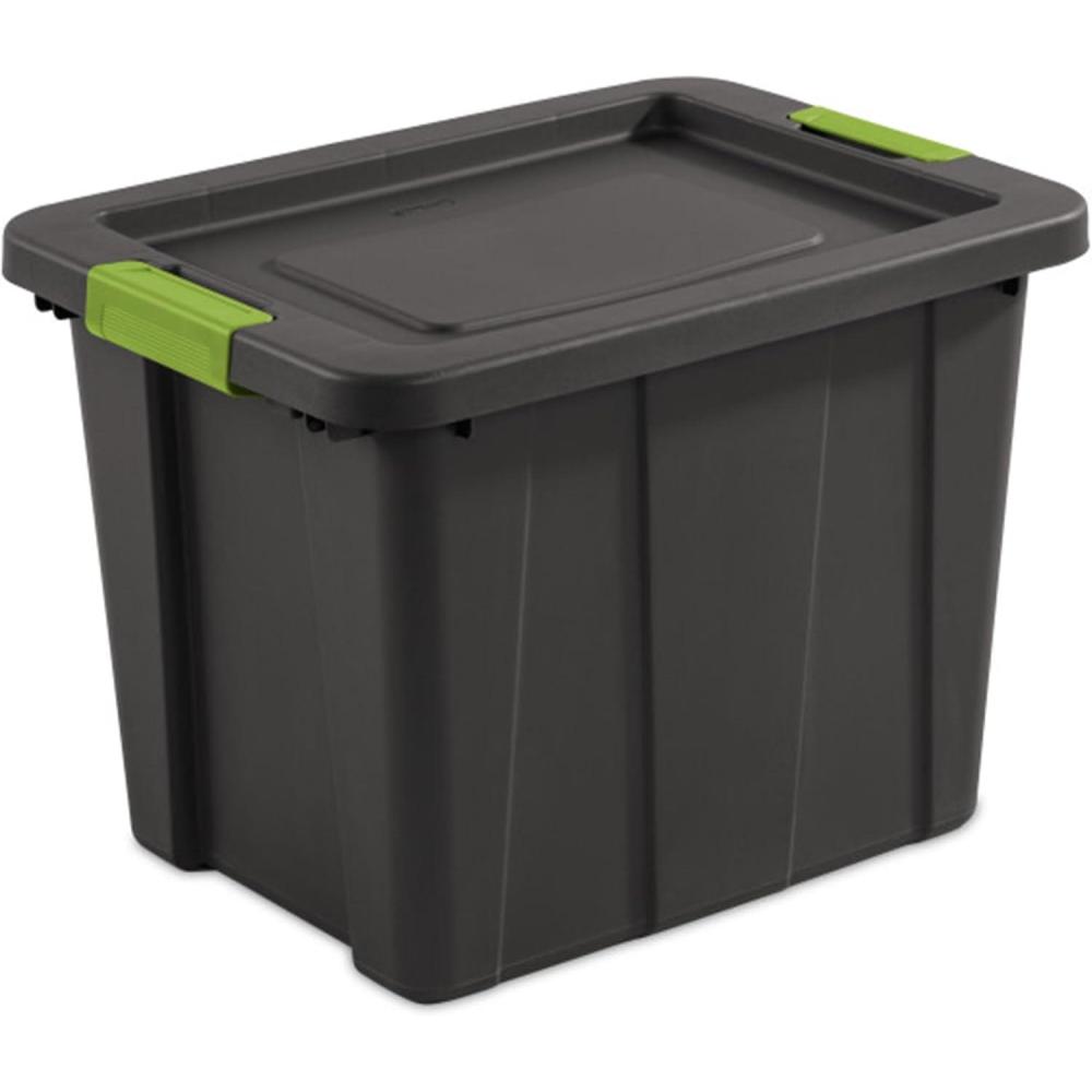 imageSterilite 6Pack Multipurpose Storage Bins with Latching Lids Heavy Duty Tote Bins 18 Gallon Flat Gray Stackable Plastic Storage Container TubsFlat Gray