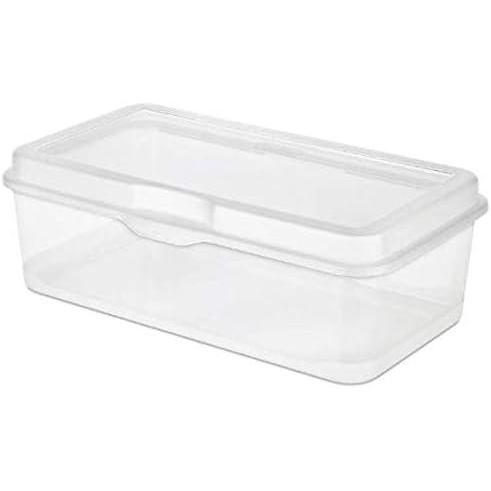 imageSterilite 6Pack Rectangular Large FlipTop Clear Plastic Storage Box with Hinged Lid Stackable Multipurpose Organizer for Art and Craft Supplies Accessories Photos amp CDs Home or Office Use17 Cubic Feet
