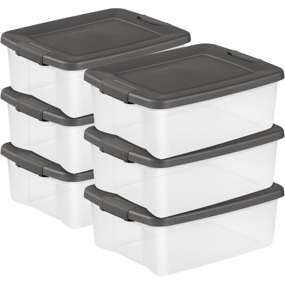 Sterilite 4-Pack Modular Stacker Box, Durable Clear Plastic Storage ...