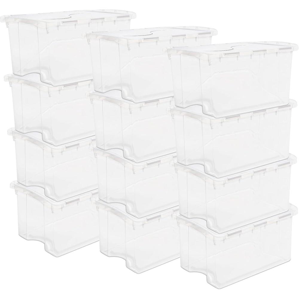imageSterilite 6Pack Stackable Storage Bin with Lid Clear Plastic Design 48 Quart12 Pack