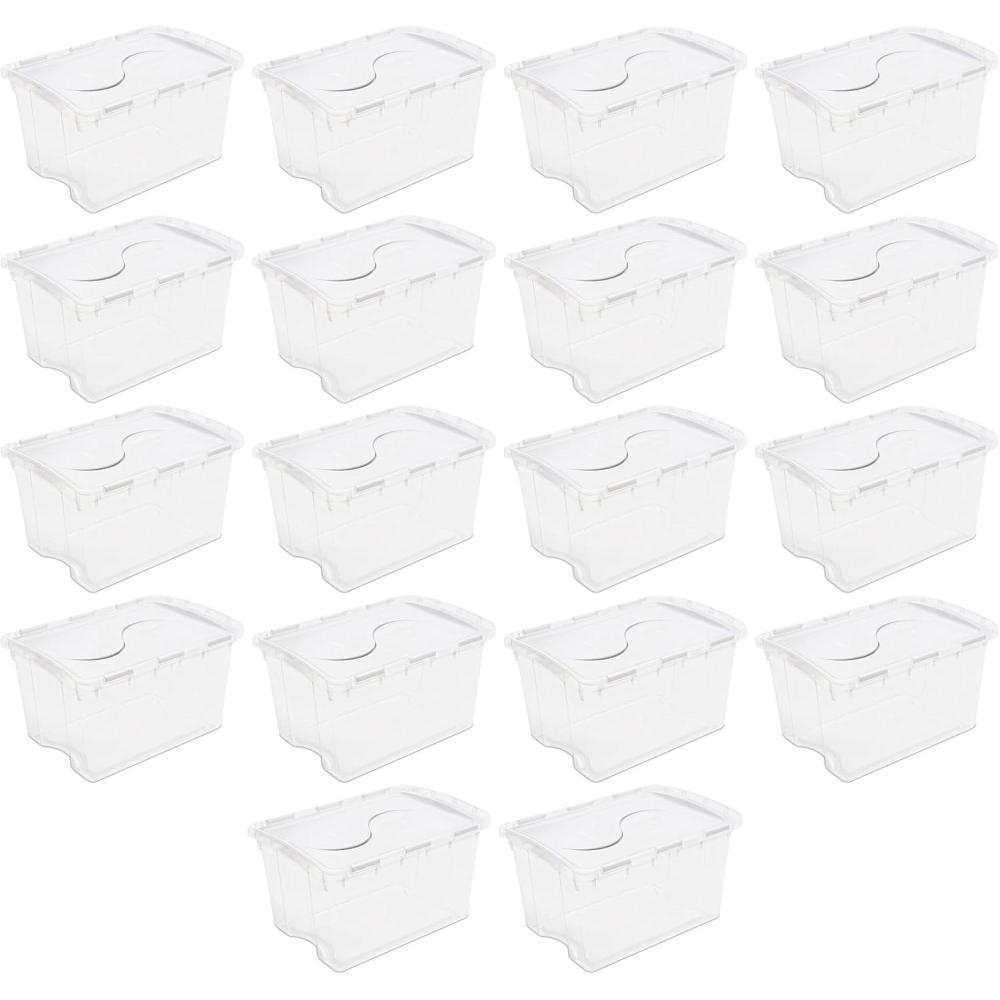 imageSterilite 6Pack Stackable Storage Bin with Lid Clear Plastic Design 48 Quart18 Pack