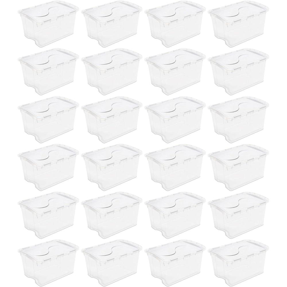imageSterilite 6Pack Stackable Storage Bin with Lid Clear Plastic Design 48 Quart24 Pack