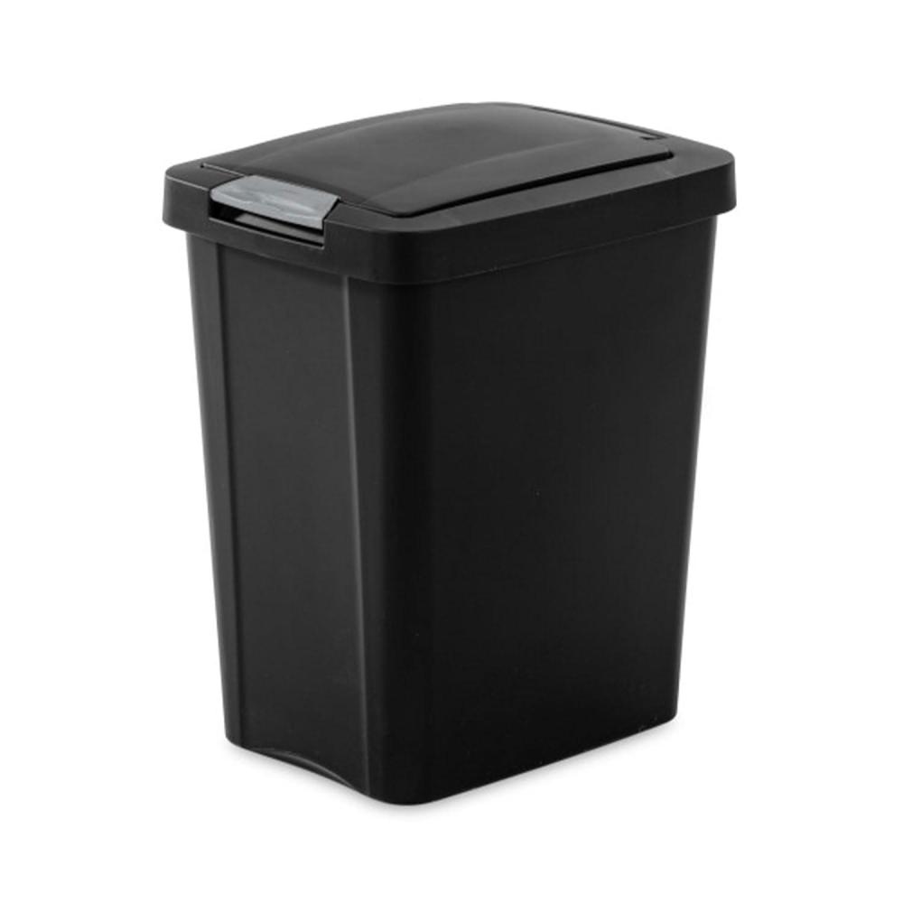 imageSterilite 75 Gallon TouchTop Wastebasket Trash Can with Pop Up Lid for Kitchen Bathroom Mudroom or Office 4 Pack WhiteBlack