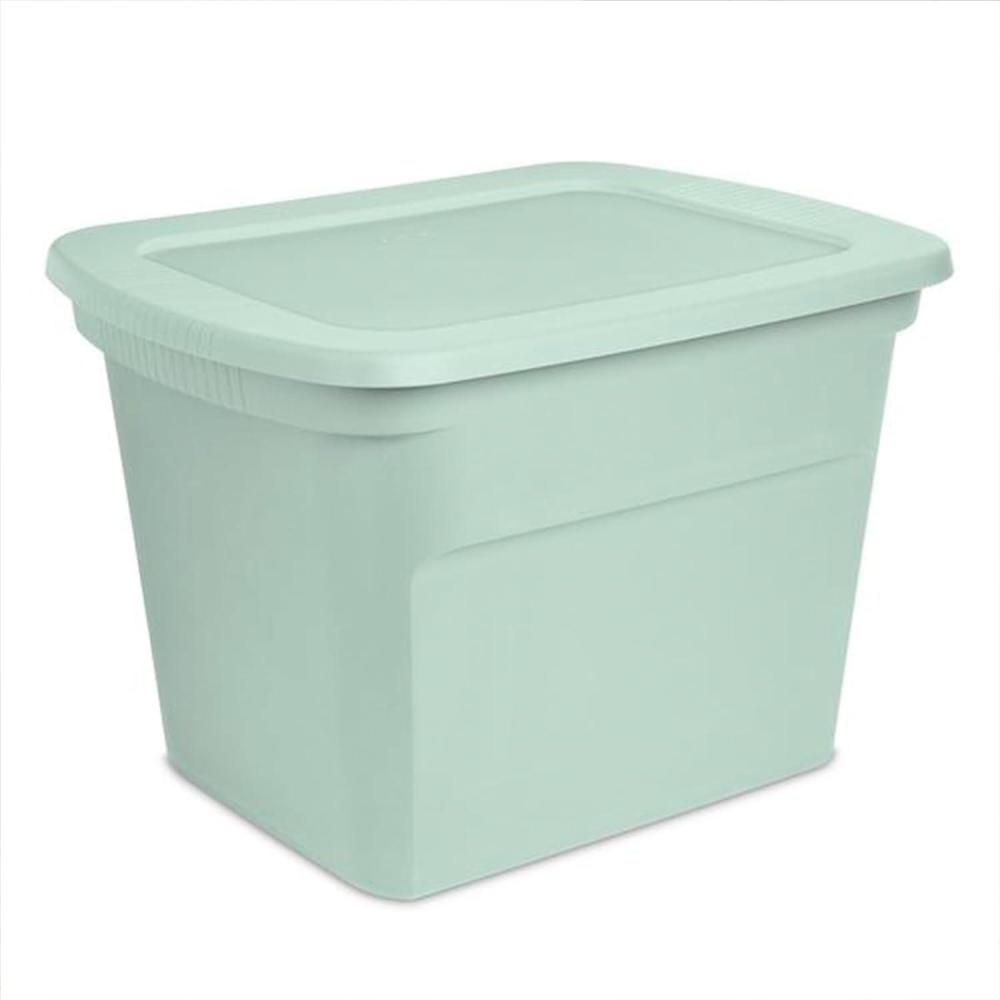 imageSterilite 8Pack Storage Tote Plastic Container Bins with Lids 18 Gallon Marine Blue  HeavyDuty Organizing Containers for Closet Bathroom and OfficeMindful Mint