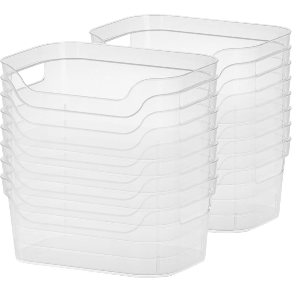 imageSterilite 95 x 65 x 4 Inch Small Open Scoop Front Clear Storage Bin with Comfortable Carry Through Handles for Household Organization 16 Pack32 Pack