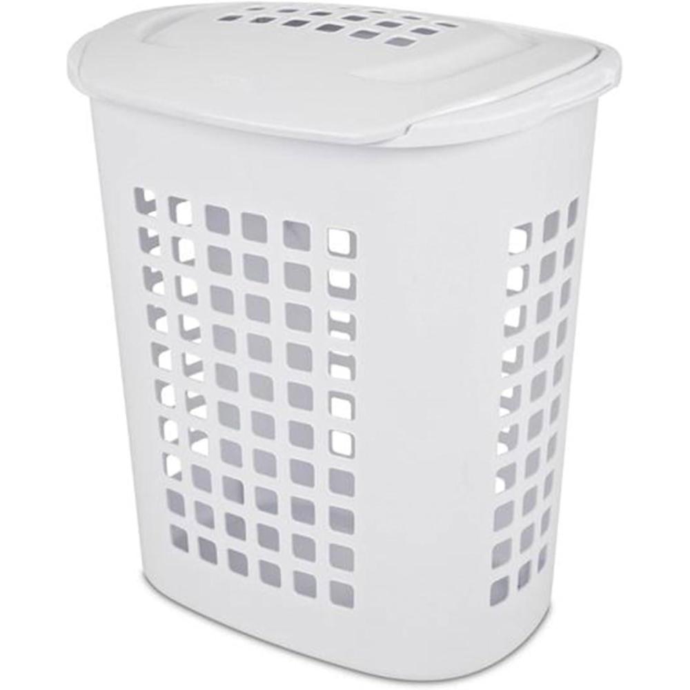 imageSterilite Bushell 24 in Tall Lift Top XL Laundry Basket Hamper White 4 Pack4 Pack