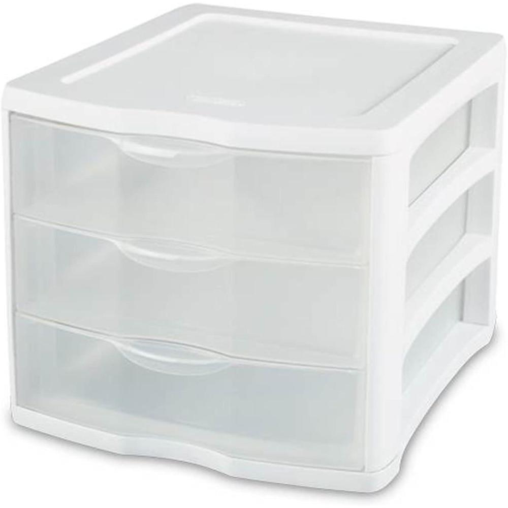 imageSterilite ClearView Compact Stacking 3 Drawer Storage Organizer System for Crafting Supplies Home Office or Dorm Room 40 Pack