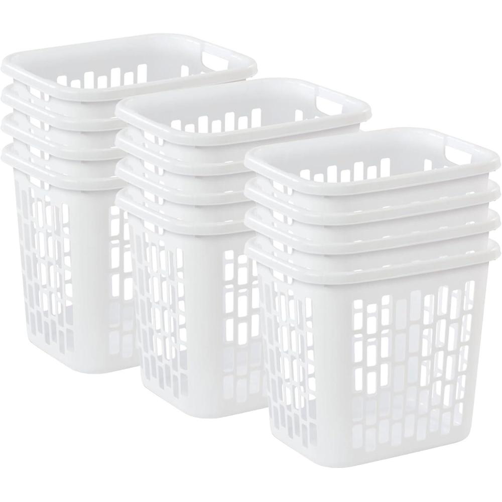 imageSterilite Easy Carry Laundry Hamper Ventilation Holes and Handles to Carry Clothes Between the Laundry Room and Bedroom Plastic White 4Pack12 Pack