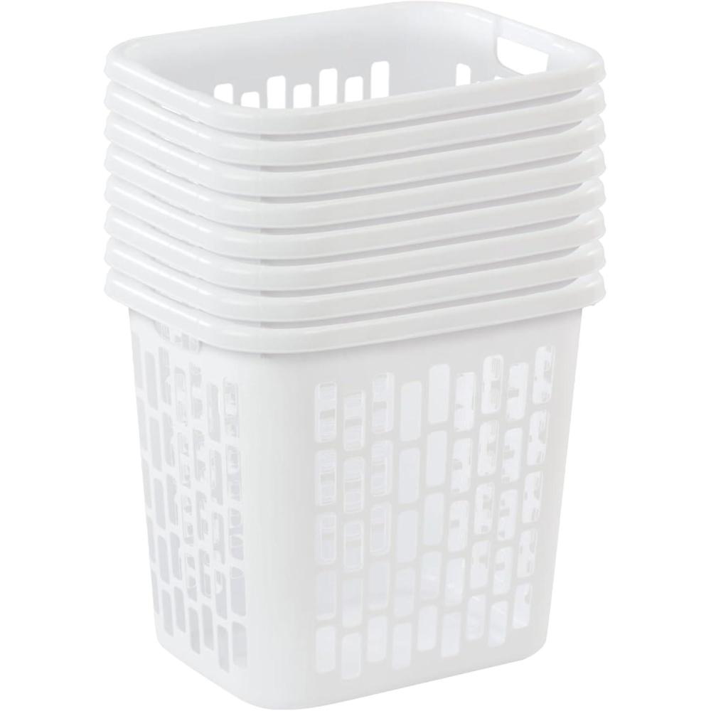 imageSterilite Easy Carry Laundry Hamper Ventilation Holes and Handles to Carry Clothes Between the Laundry Room and Bedroom Plastic White 4Pack8 Pack