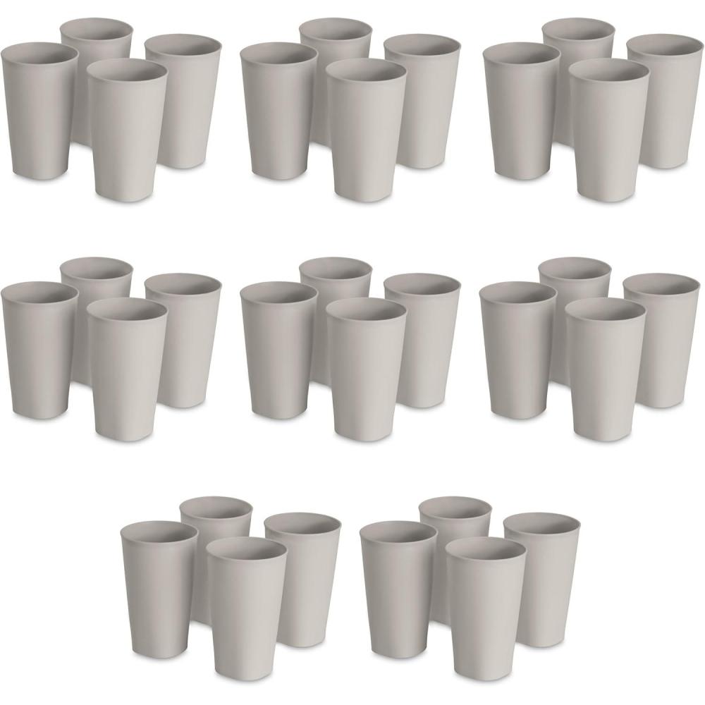 imageSterilite Set of Four 20 Oz Tumblers Reusable Plastic Cups For Drinking Water or Juice Freezer and Dishwasher Safe Blue 8PackGrey Pumice