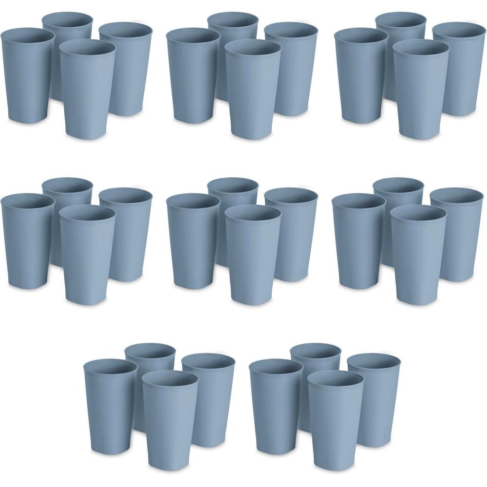 imageSterilite Set of Four 20 Oz Tumblers Reusable Plastic Cups For Drinking Water or Juice Freezer and Dishwasher Safe Blue 8PackWashed Blue