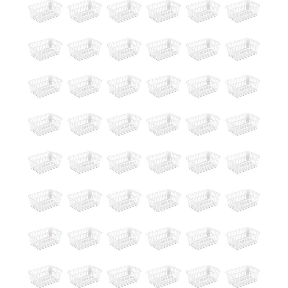 imageSterilite Storage Basket Plastic Basket to Organize Closets Shelves or Countertops in the Kitchen or Bathroom White 48Pack