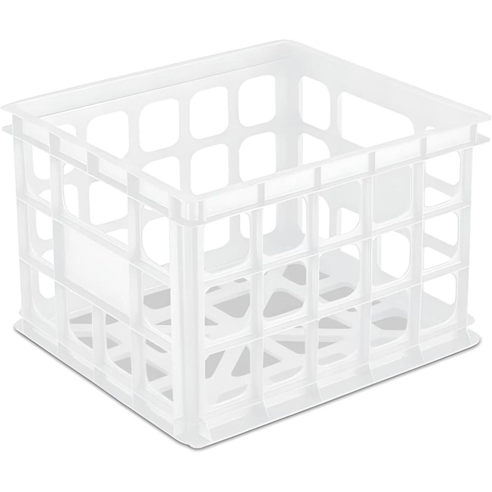 imageSterilite Storage Crate Stackable Plastic Bin Open Basket with Handles Organize Home Garage Office School White 6PackWhite