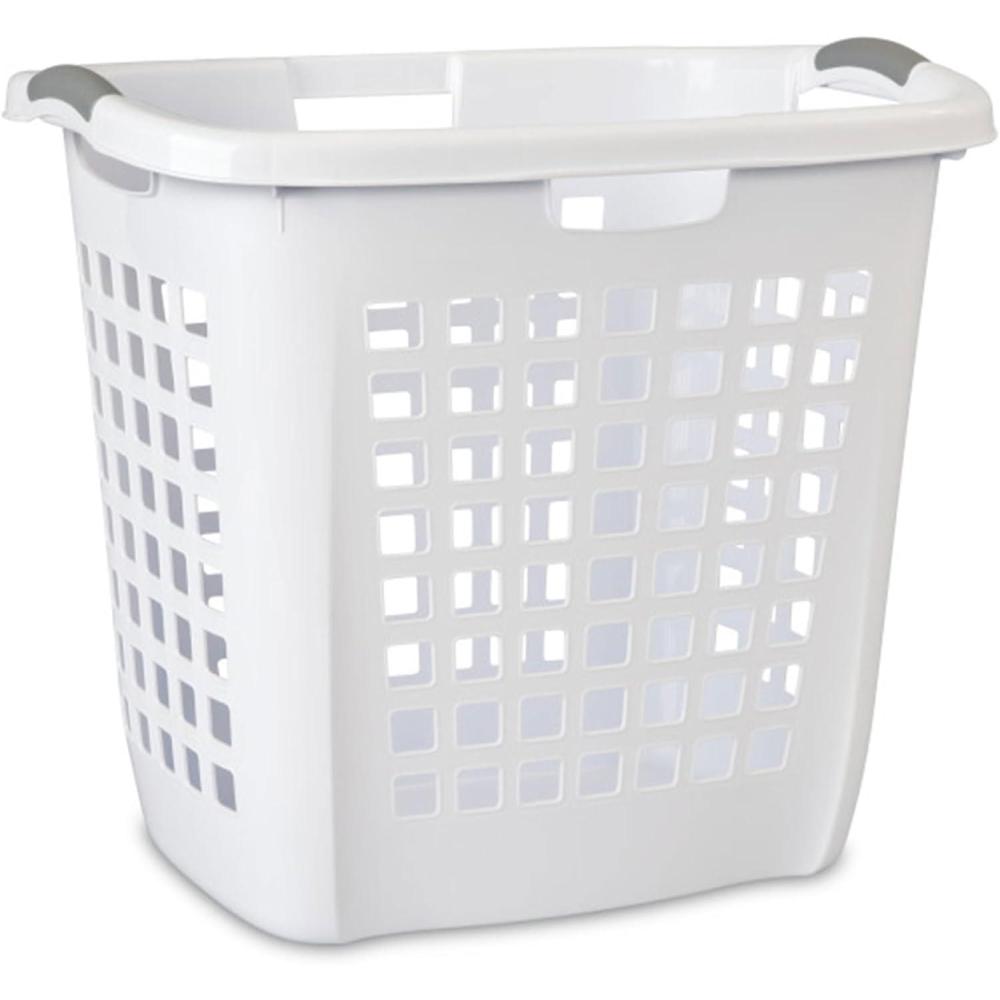 imageSterilite Ultra Easy Carry Laundry Hamper Comfort Handles to Easily Carry Clothes Between the Bedroom and Laundry Room Plastic White 4PackWhite