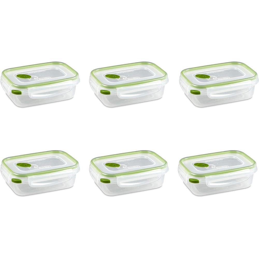 imageSterilite UltraSeal 31 Cup Rectangle Airtight Food Storage Container Latching Lid Microwave and Dishwasher Safe Clear With Green Gasket 6Pack6 Pack