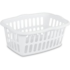 Sterilite 12-Pack Rectangular Laundry Basket, Plastic Clothes Hamper, 1.5 Bushel, White – Dirty Clothing Storage Organizer with Handles for Bedroom, Bathroom, and Closet(White)