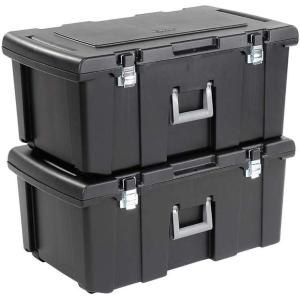 Sterilite 18429002 Footlocker Lid and Base with Titanium Handle, Black, (Pack of 2)