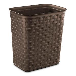 Sterilite 3.4 Gallon Weave Wastebasket, Small, Decorative Trash Can for the Bathroom, Bedroom, Dorm Room, or Office, Espresso Brown, 6-Pack(12 Pack)
