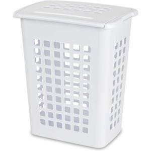 Sterilite 4-Pack LiftTop, Laundry Hamper for Clothes, Tall and Rectangular Plastic Basket with Lid, White – Large and Portable Storage Bin for Clothing and Towels – Ideal for Bathroom and Bedroom(16 Pack)