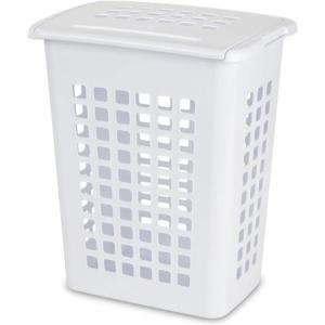 Sterilite 4-Pack LiftTop, Laundry Hamper for Clothes, Tall and Rectangular Plastic Basket with Lid, White – Large and Portable Storage Bin for Clothing and Towels – Ideal for Bathroom and Bedroom(4 Pack)