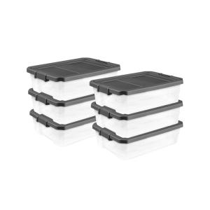 Sterilite 4-Pack Modular Stacker Box, Durable Clear Plastic Storage Bins with Latching Lids, 108 Quart – Stackable Organizing Container Boxes for Closet, Bathroom, and Office(40 Quart)