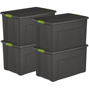 Sterilite 4-Pack Storage Bins with Lids, Extra Large Tote Bin Containers, 35 Gallon, Gray(35 Gallon)