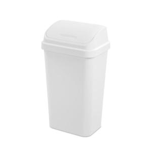 Sterilite 4-Pack Swing Top Wastebasket, Sleek Square Profile Trash Can, 13 Gallon, Black – Modern Garbage Bin for Kitchen, Bathroom, Garage and Workspace, Fits 13 Gal Liners(White)
