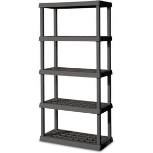 Sterilite 5 Shelf Unit, Heavy-Duty Shelving Storage Rack for Home and Garage, Gray – Multipurpose Plastic Organizer Shelves for Smart Organization(5 Shelf)