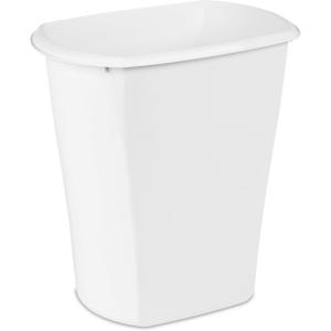 Sterilite 5.5 Gallon Rectangular Wastebasket, Open-top, Medium Sized Trash Can for the Bathroom, Bedroom, or Office, White, 6-Pack