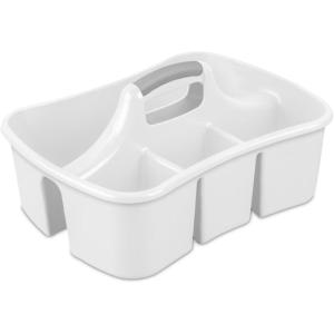 Sterilite 6 Pack Divided Ultra Caddy, Plastic Portable Storage to Hold Bathroom and Cleaning Supplies, White – 5 Large Compartment Organizer(18 Pack)