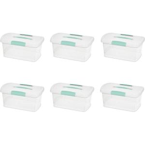Sterilite 6 Pack Stackable Storage Bin with Latch Lid, Medium Nesting ShowOffs, Clear(Medium)