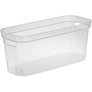 Sterilite 6.25×6.25×15 Inch Narrow Modern Storage Bin with Comfortable Carry Through Handles and Banded Rim for Household Organization, Clear (8 Pack)(Clear)