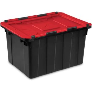 Sterilite 6-Pack 12 Gallon Hinged Lid Industrial Tote, Heavy-Duty Plastic Organizer – Stackable Multipurpose Home Storage Bins with Contoured Handles for Garage, Basement or Attic Organization(18 Pack)