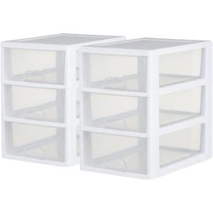 Sterilite 6-Pack 16 Quart Stacking Drawer, Clear Storage Closet Organizer, White Frame – Stackable Modular Plastic Drawers for Clothes, Accessories, Craft Supplies, Shoes or Linens(6 Quart)