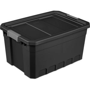 Sterilite 6-Pack 19 Gallon Stacker Tote, Rugged Plastic Storage for Home Organization, Black – Stackable Organizer Bins with Recessed Lid & Heavy-Duty Latches for Closet, Basement, Garage and Attic(19 Gallon)
