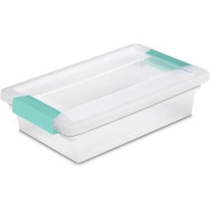 Sterilite 6-Pack Clip Box, Stackable Clear Plastic Bins with Latching Lids, Mini – Writing, Arts or Crafts Supplies Storage Containers for Home, Office, Classroom and Workshop Organization(Small)