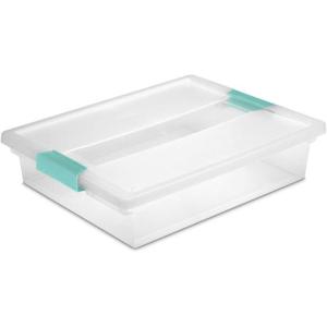 Sterilite 6-Pack Clip Box, Stackable Clear Plastic Bins with Latching Lids, Mini – Writing, Arts or Crafts Supplies Storage Containers for Home, Office, Classroom and Workshop Organization(Large)