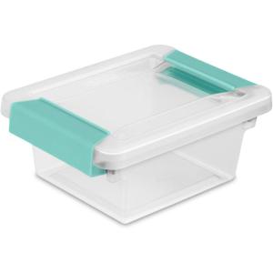 Sterilite 6-Pack Clip Box, Stackable Clear Plastic Bins with Latching Lids, Mini – Writing, Arts or Crafts Supplies Storage Containers for Home, Office, Classroom and Workshop Organization(Mini)