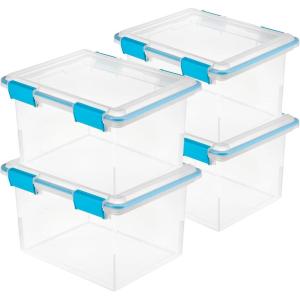 Sterilite 6-Pack Gasket Box, Weather-Resistant Storage Bins with Latching Lids, 20 Quart – Heavy-Duty Organizing Containers for Closet, Bathroom, and Office(32 Quart)