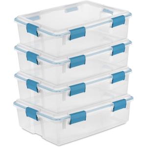 Sterilite 6-Pack Gasket Box, Weather-Resistant Storage Bins with Latching Lids, 20 Quart – Heavy-Duty Organizing Containers for Closet, Bathroom, and Office(37 Quart)