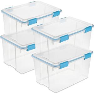 Sterilite 6-Pack Gasket Box, Weather-Resistant Storage Bins with Latching Lids, 20 Quart – Heavy-Duty Organizing Containers for Closet, Bathroom, and Office(54 Quart)