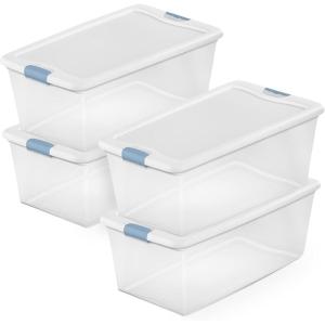 Sterilite 6-Pack Latching Box, Under Bed Storage Bins with Lids, Clear Plastic, 32 Quart – Heavy-Duty Organizing Containers for Closet, Bathroom, and Office(106 Quart)